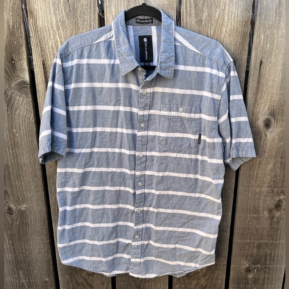 Men's Billabong Shirt Multicolor Striped Pocket SS L Light Beach Surf‎ Open City